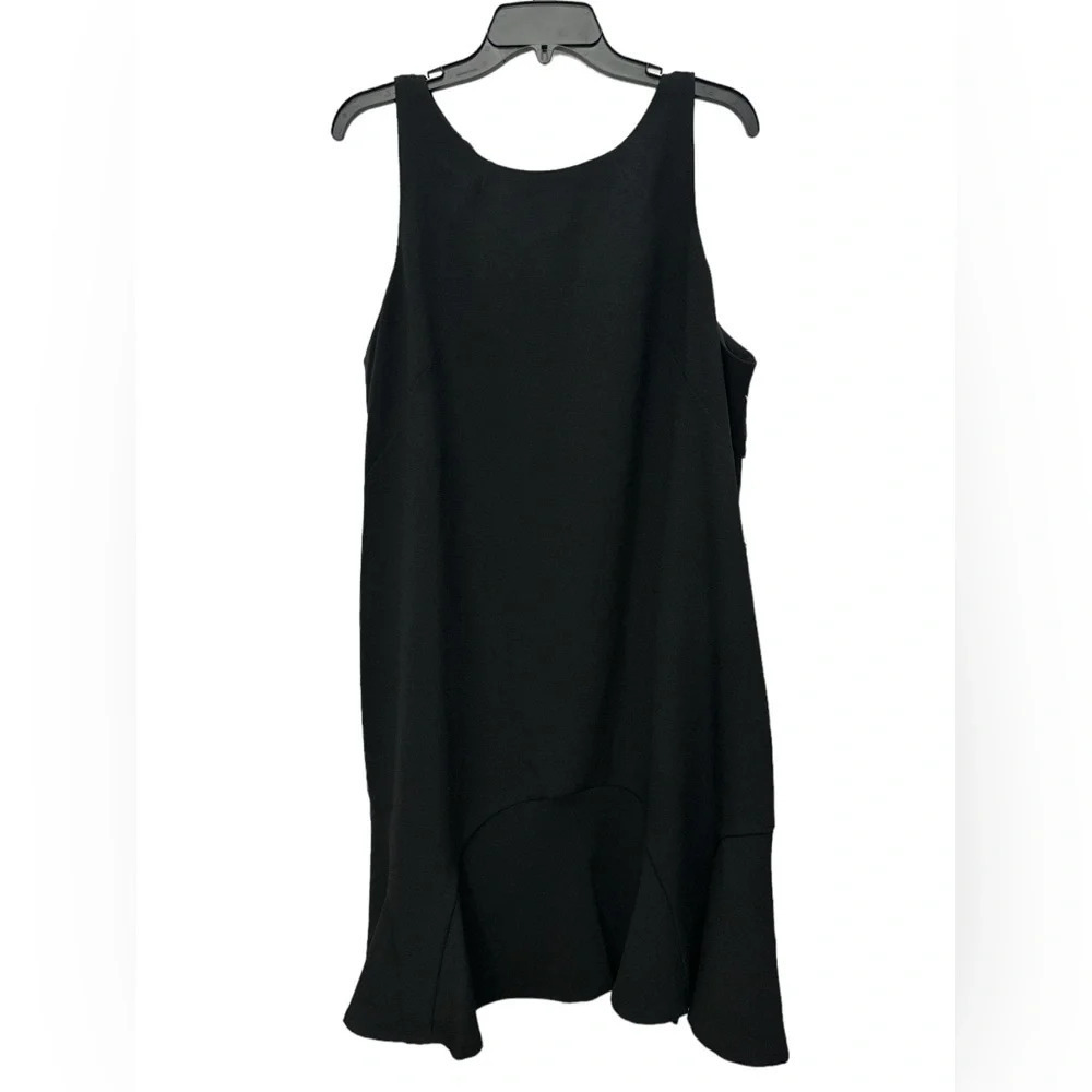 Eliza J Sleeveless Midi Ruffle Bottom Dress Size 18W Black Tie Back A Line NWT